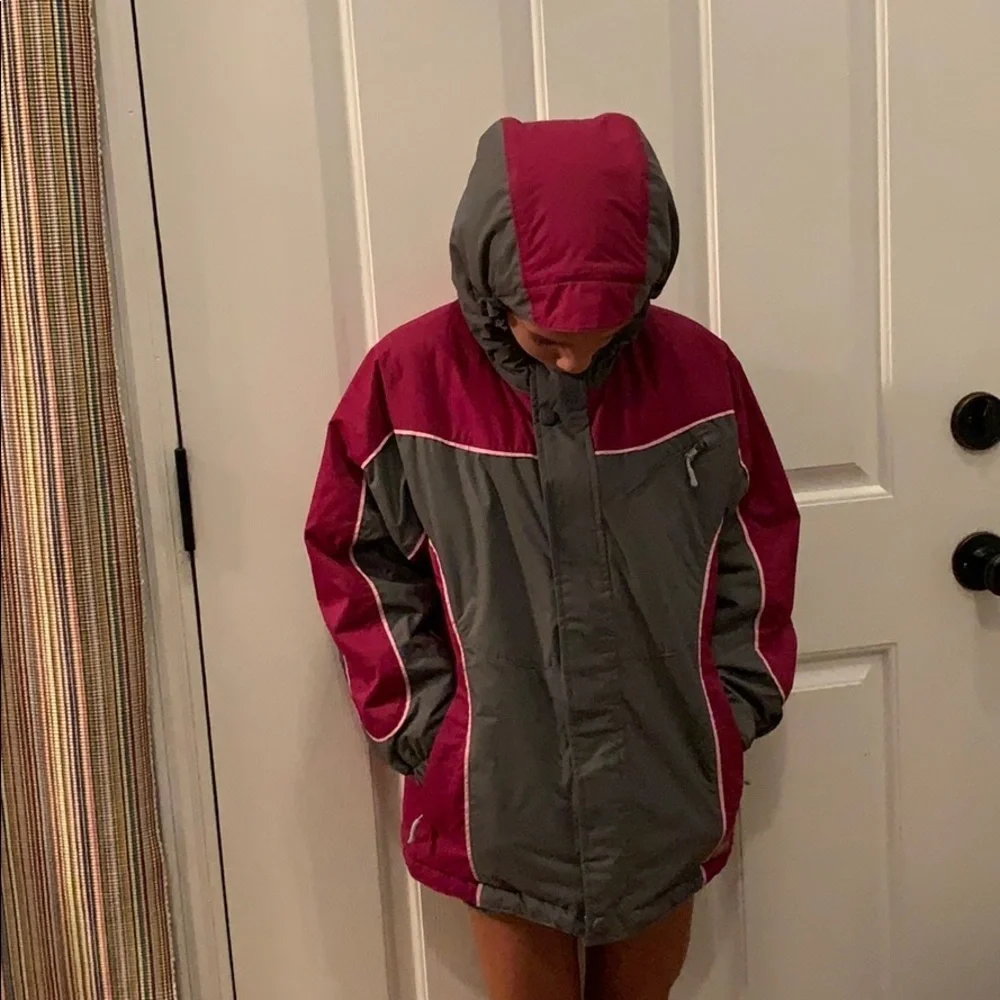 REI gray and pink winter jacket small size 8